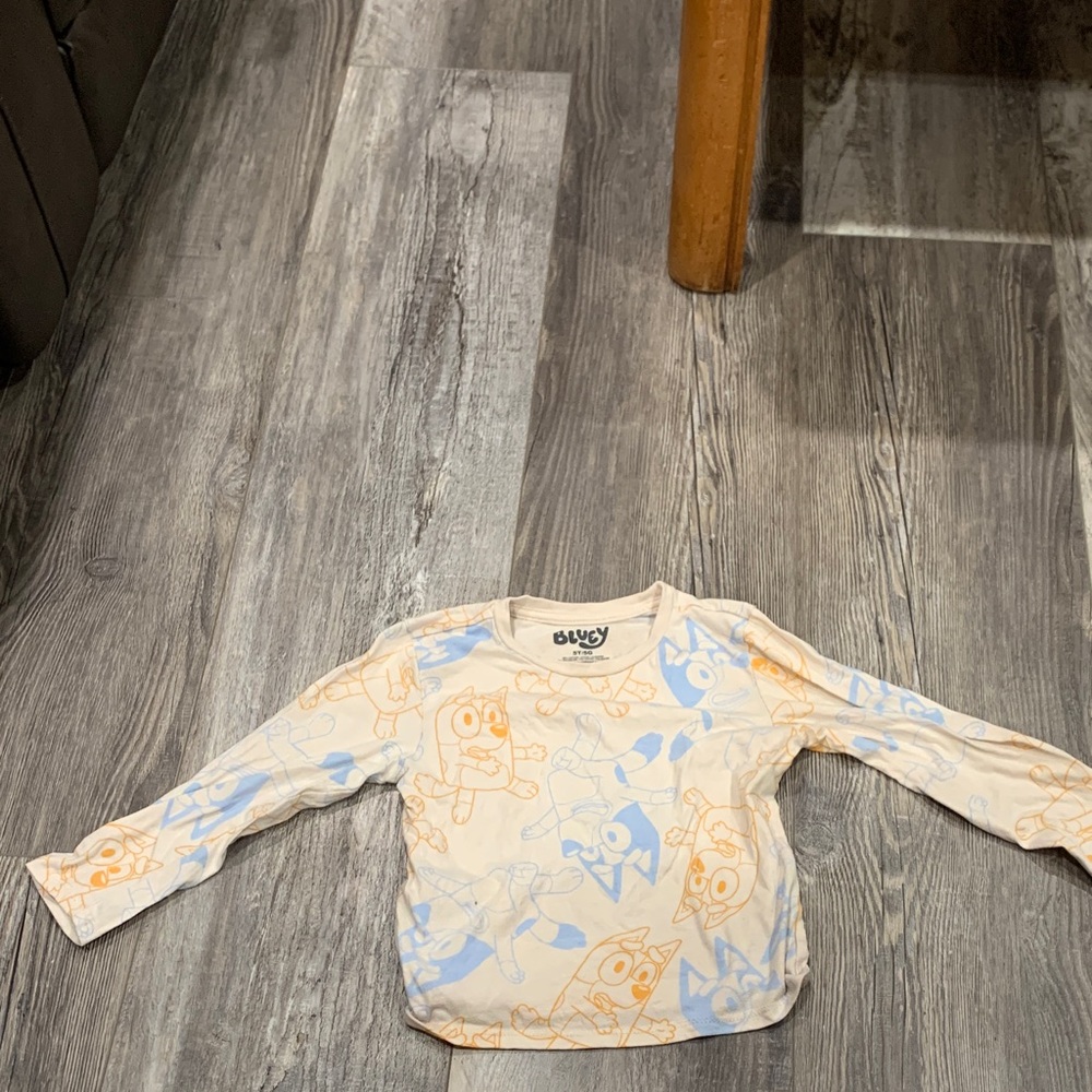 Bluey Kids Long Sleeve Shirt - Cream and Blue